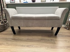 Grey Storage Ottoman Bench /