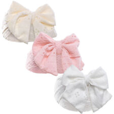 Baby Girl Headband BOW Broderie Anglaise Christening Wedding Pink White Cream