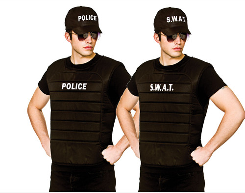 Adult swat police vests - adult, hat