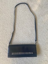 Peter Kaiser Navy Leather Shoulder Bag Rectangular Occasion Bag Detachable Strap