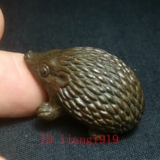 1.3 Inch Old Chinese Bronze Carving Lovely hedgehog figurine Statue Collection