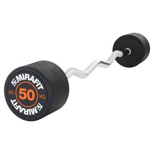 Mirafit 50kg Fixed Weight EZ Curl Barbell Curling Bar Strength Gym Lift #143
