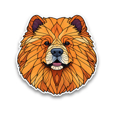 Chow Chow Dog Puppy Stained Glass Opaque Vibrant Glass Art Vinyl Sticker Decal