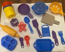 Vintage Little Tikes Red Blue Purple Yellow Kitchen Lot Dishes Utensils Pots