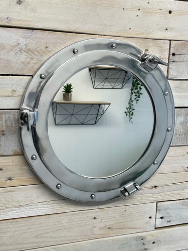 Porthole mirror silver - silver, round