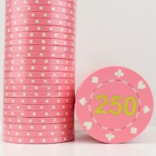 50 x Suited Gold Foil Numbered PINK 250, 11.5g ABS Poker Chips - END OF LINE