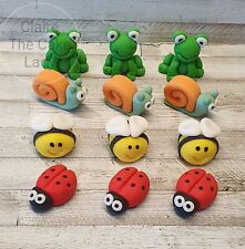 Handmade 100% edible mini critters bugs animals cake toppers x 12