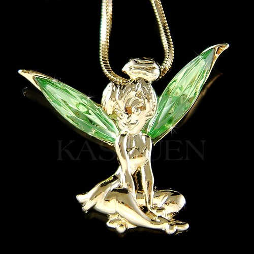 Green tinkerbell necklace - green,