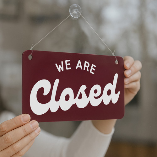 Open and closed sign - closed,