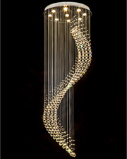 Spiral Staircase Crystal Chandelier Round Villa Pendant Lamp High Ceiling Light