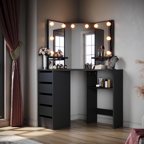 Corner dressing table black - corner,