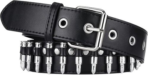 Black studded bullet belt - black,