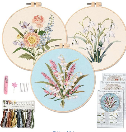 3pc flower embroidery cross - flower,