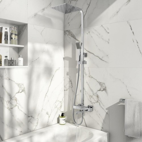 Square rigid riser shower - square,