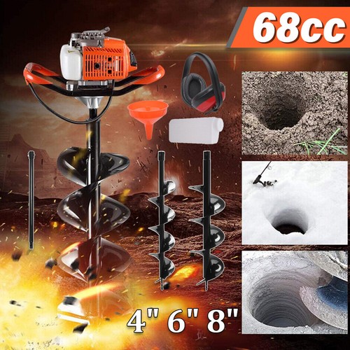 Petrol earth auger fence - earth,