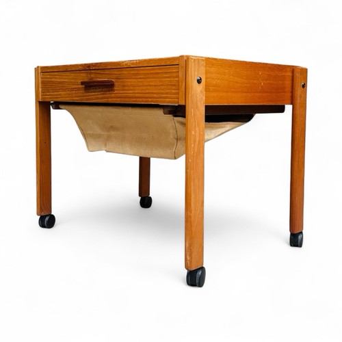 Danish teak sewing - box, canvas