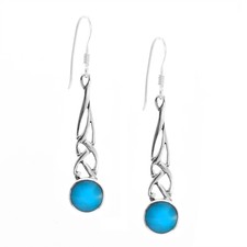 Silverly Drop Earrings Sterling Silver Blue Turquoise Celtic Knot Earrings