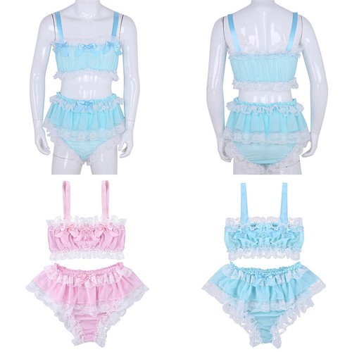 Men ruffles lace satin sissy - men's,