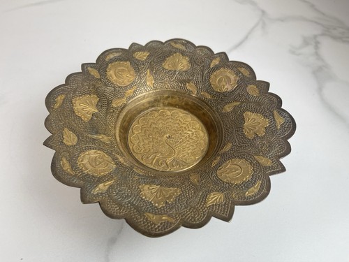 Vintage brass peacock trinket - brass,