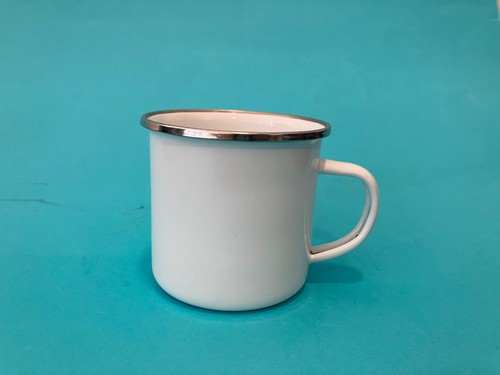 White enamel 9cm mug - white,