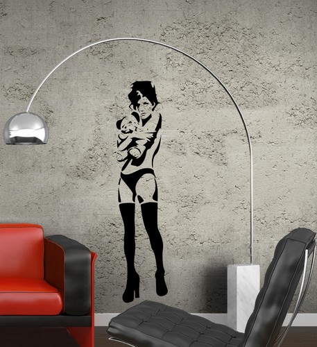 Banksy girl hugging teddy bear - teddy,