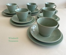 6 VINTAGE WOODS WARE BERYL CUPS SAUCERS TEA PLATES UTILITY - GREAT CONDITION