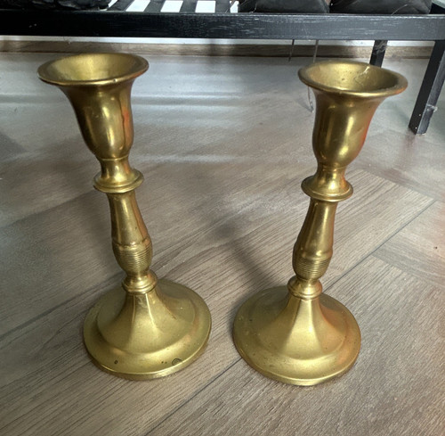 Brass candlesticks pair candle - candlesticks,