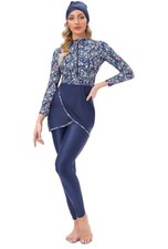 Seafanny Womens' 3 Pieces Muslim Swimwear Full Cover Hijab Bur(Flower 18-20) 4XL
