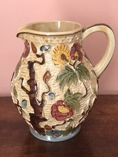 A Hand Painted Vintage H J Woods Indian Tree Jug In Great Condition 21 cms