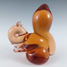 MARKED Wedgwood Topaz Glass Lilliput Squirrel Sculpture L5014