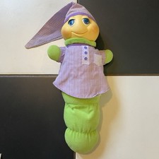 1985 Glo Worm Hasbro Playskool Plush Purple Pj's Light Working Vintage Musical