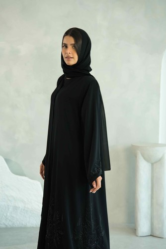 Black artisan abaya - black,