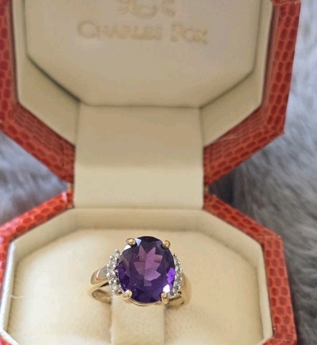 Amethyst and diamond ring - and,