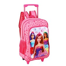 Barbie Pink Wheeled Trolley Backpack- Official Kids Travel Bag 46cm  For Girls