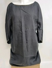 Annette Gortz Designer Linen Ladies Charcoal Grey Cocoon Dress Size M UK 14