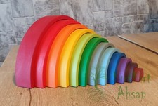 Wooden Waldorf Rainbow Stacker Toy Grimms Style +1 Age 12 pcs.