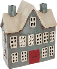 Shudehill Giftware Village Pottery Grey School House Tealight Holder