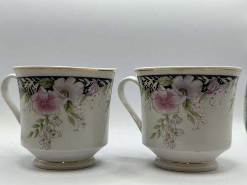 Pair vintage floral porcelain - vintage,
