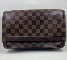 Louis Vuitton Damier Ebene Canvas Clutch Bag – As-Is with Cracks & Grime 27x19cm