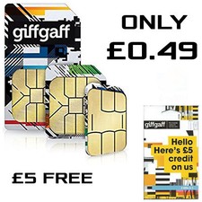 Giffgaff Giff Gaff Nano/Micro/Standard 3 in 1 SIM FREE £5, 4G UK CARD for iPhone
