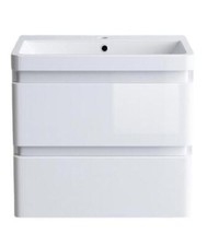 Bathroom Cabinet Vanity Unit Sink Basin Storage Ceramic Wall Hung 600 White