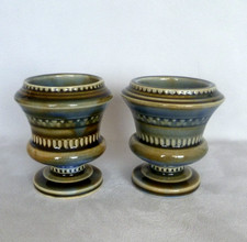 2 x Wade Irish Shamrock Porcelain Miniature Urn Vase Pair. 8cm, Blue Green. VGC