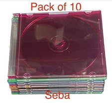 10 x CD DVD Blu Ray Disc Multi-Coloured Slim Jewel Case Good-quality Plastic