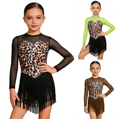 Girls leopard print latin - leopard,
