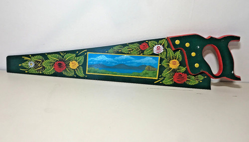 Hand painted wood saw - hand,