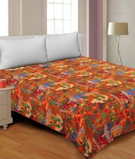 Indian Kantha Quilt Frida Kahlo 100%Cotton Bedspread Handmade Throw Blanket Boho