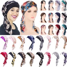Women Turban Headwear Chemo Scarf Floral Wrap Muslim Hat Cancer Head Cap Stretch