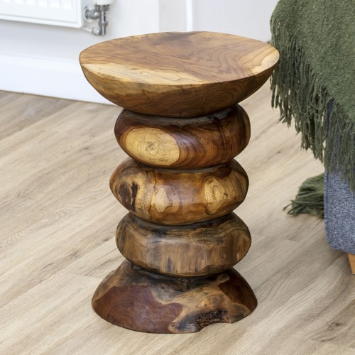 Teak root stacked disc side - teak,