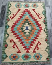 Heritage Handmade Afghan/Turkish Kilim Rug, Aztec Wool Kilim Rug, Size 126x86 CM