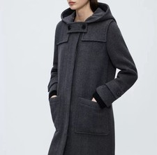 Grey 100% Wool Duffle Coat